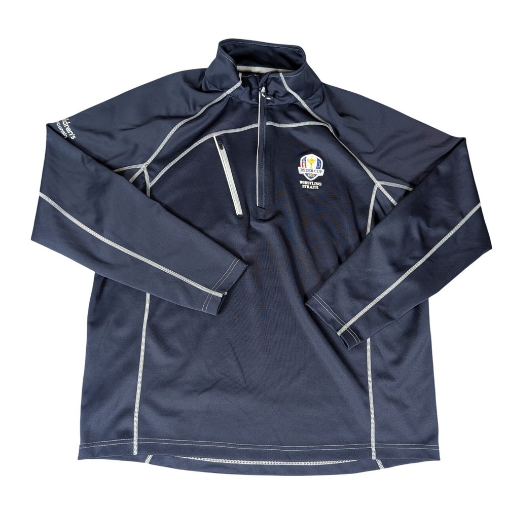 Sunice Mens Ryder Cup 2020 Whistling Straits 1/4 Zip Pullover Navy Blue L
